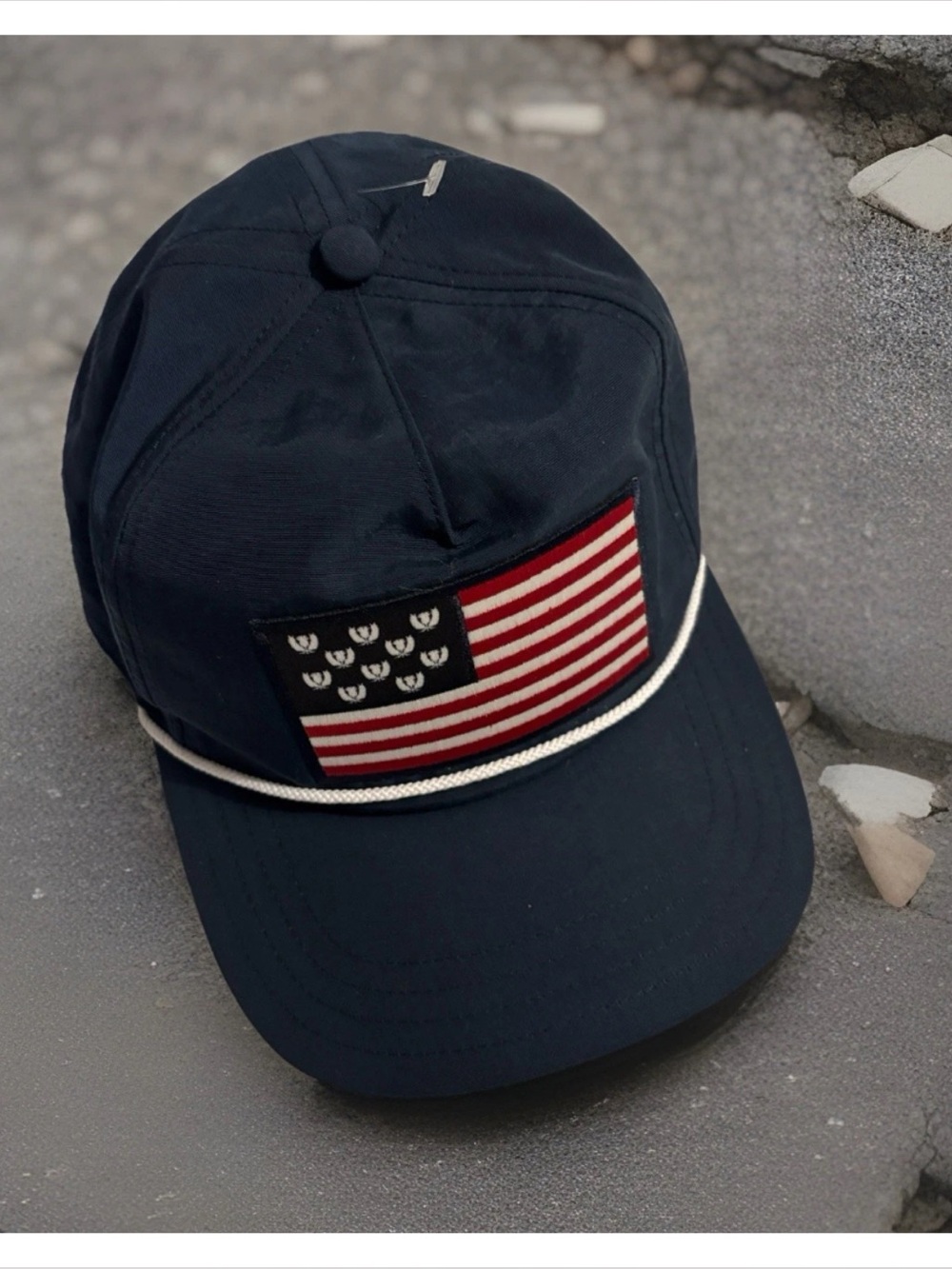 Grayson Navy American Flag Rope Baseball Cap ~ New No Tags ~ One Size